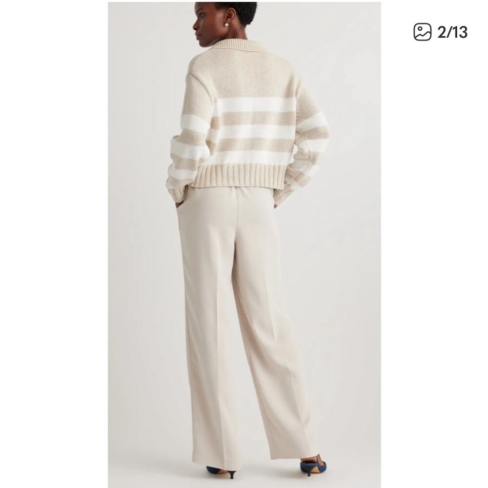 NEW Quince Pants Women 12 Sand Ivory Classic Trouser Sustainable